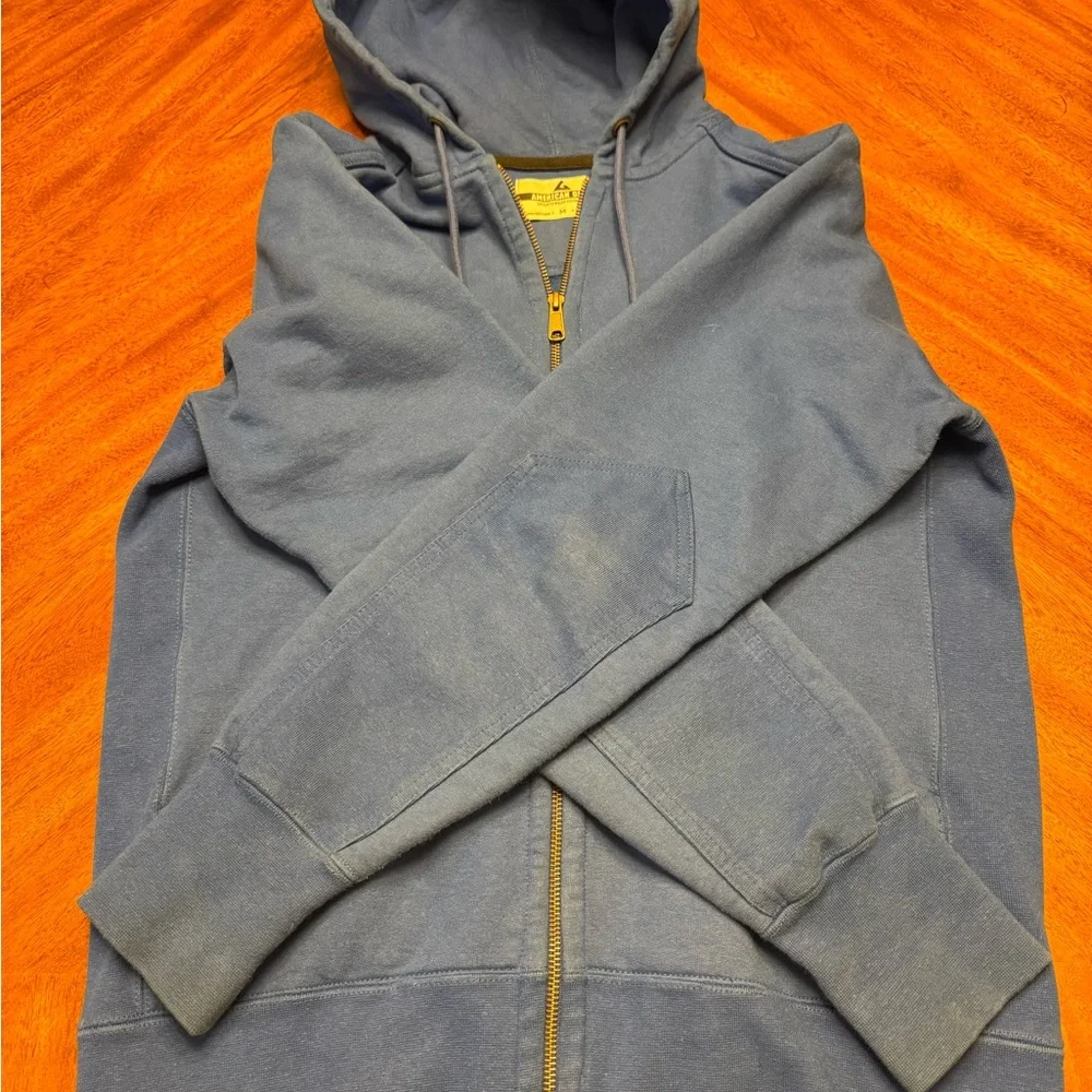 American Giant Blue Cotton Hoodie - Picture 2 of 5